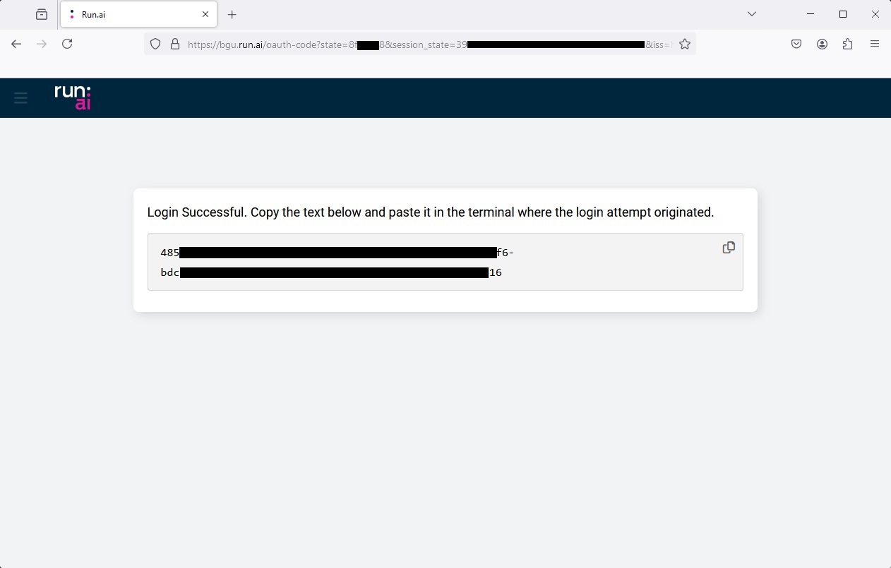 Successful login in the browser