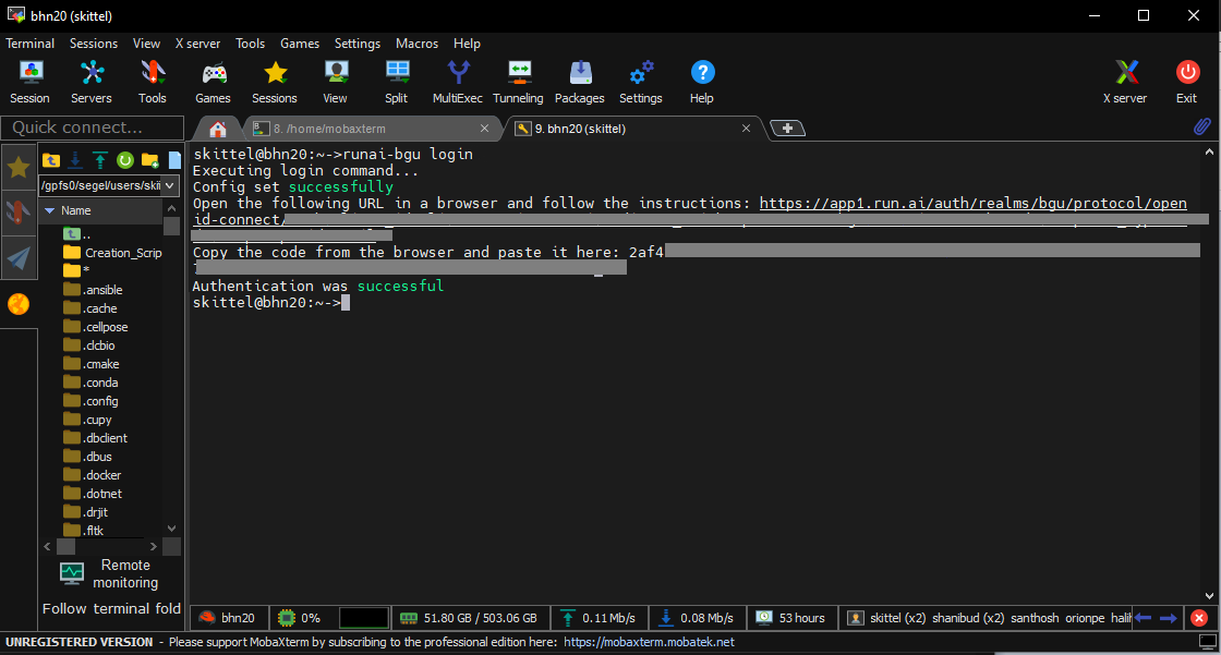 Successful login to the Run:ai CLI