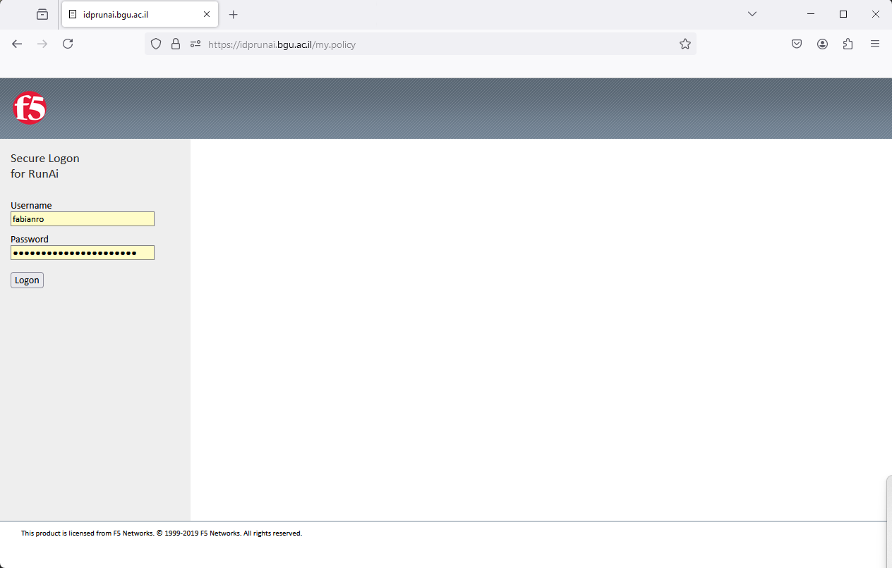 SSO login page