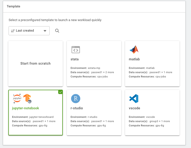 Select the "jupyter-notebook" template